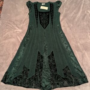 NWT Holy Clothing Womens Small Isolde Embroidered Elegant Maxi Dress Green Jade